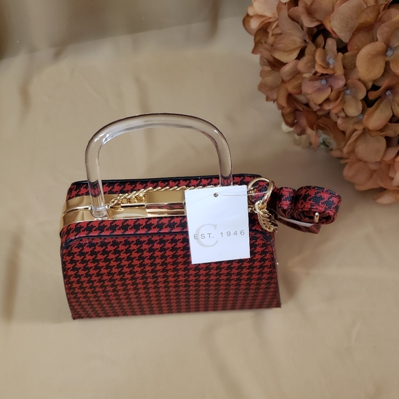 C Est.1946 mini Houndstooth handbag radiant red - Picture 5 of 16